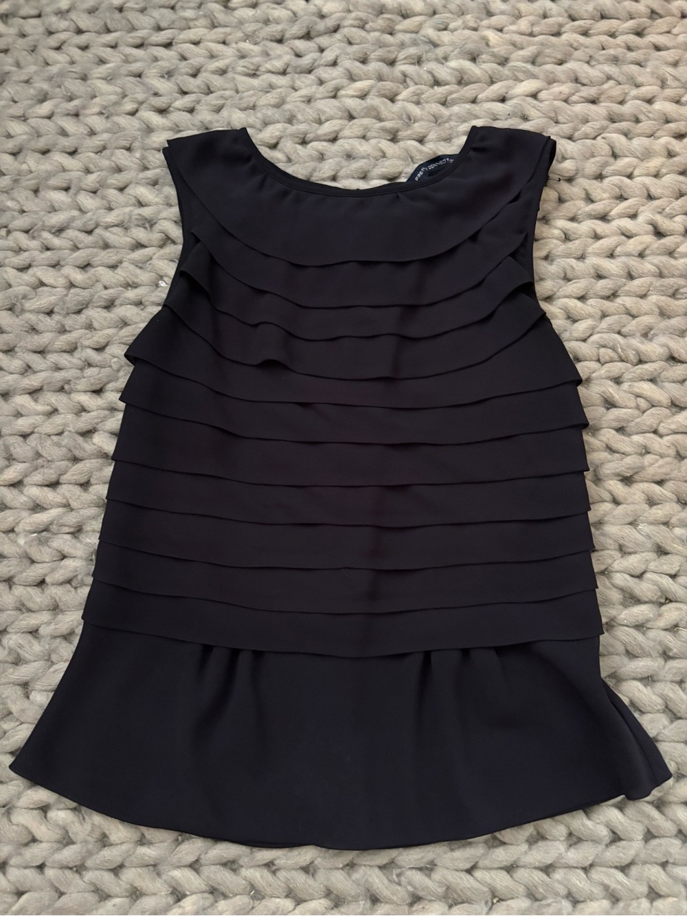 French Connection Sleeveless Navy Layered Ruffle Shell Top